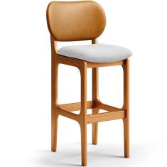 Imagem de Banqueta Alta Cozinha Betta L02 Imbuia Whisky Cinza