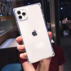 Imagem de Capa de telefone transparente de cor fluorescente quadrada para iPhone 15 Pro Max 14 13 12 11 X XS XR 7 8 Plus SE Capa de silicone macia transparente, transparente, para iPhone 12 Pro