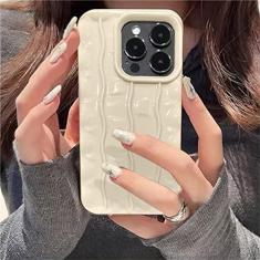 Imagem de Capa de telefone de silicone macio com textura de ondulação de água colorida 3D para iPhone 14 11 12 13 Pro Max XS X XR 6 7 8 Plus SE Capa quadrada, branca, para iPhone 14 Pro