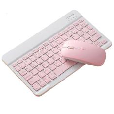 Imagem de Kit Mouse e Teclado Bluetooth Sem Fio ABNT1 - Rosa Claro