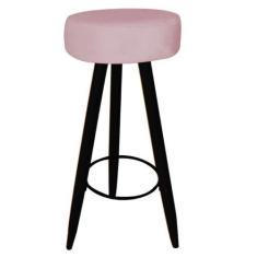 Imagem de Kit 02 Banqueta Alta Flora Pés Palito Em Madeira Preto Para  Bar Bistr