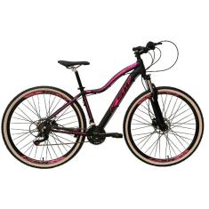 Imagem de Bicicleta Feminina Aro 29 Ksw Mwza 27v Freio Hidráulico K7 Garfo com Trava Pneu com Faixa Bege - Preto/Rosa