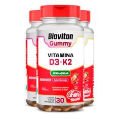 Imagem de Kit 3 Gummy Vitamina D3 + K2 Morango Unilife 30 gomas