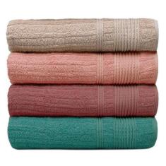Imagem de Toalha de Banho Sonata Kit 4 Pçs 100% Algodão Fio Penteado - Genérico,