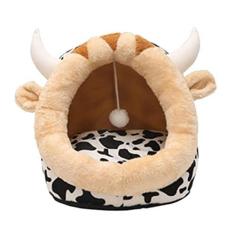 Imagem de Cama de gato para gatos, casa de gato cama de dormir para cães de cachorro de pelúcia macia villa almofada removível semifechada com, M