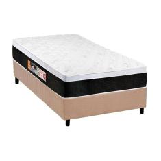 Imagem de Cama Box Solteiro: Colchão Espuma D45 Castor Black E White Air + Base Crc Suede Clean(88X188)