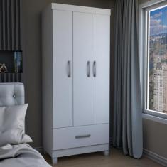 Imagem de Guarda-Roupa Solteiro Poseidon 3 Portas 1 Gaveta Branco - Panorama Móv