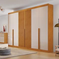 Imagem de Guarda-Roupa Casal Ripado 6 Portas 6 Gavetas - Siena-Naturale/Off Whit
