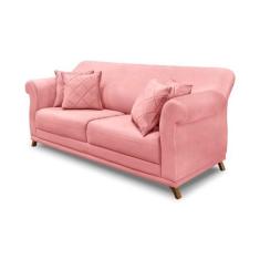 Imagem de Sofá 2 Lugares Pé de Madeira Julieta 180 cm Veludo Rosa S04 - D'Rossi