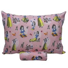 Imagem de Jogo De Cama Infantil Branca De Neve Rosa Solteiro Princesas Simples 2 Peças Malha Portallar