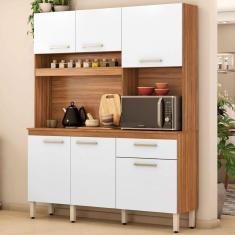 Imagem de Cozinha Compacta álamo 6 Portas 1 Gaveta Amêndola Touch/Branco - Demóbile