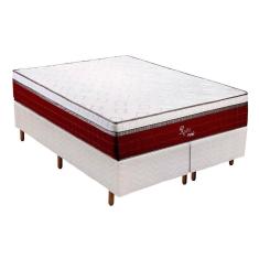 Imagem de Cama Box Queen: Colchão Molas Polar MasterPocket Ensacadas Rubi + Base crc Rústico White(158x198)