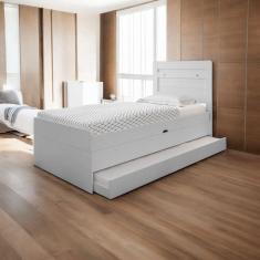 Imagem de Cama Baú Solteiro Larissa Branco com Auxiliar e 02 Colchões