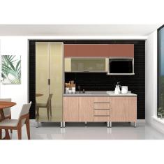 Imagem de Armário De Cozinha 6 Peças Sem Tampo Crema Com Cumaru