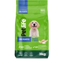 Imagem de Ração Seca Pet.life Frango e Arroz para Cães Filhotes - 3 Kg