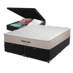 Imagem de Cama Box Baú Preto e Colchão Queen StressFree Espuma D28 Unique