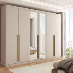 Imagem de Guarda-Roupa Casal Córdoba  6 Portas 6 Gavetas 100% Mdf com Espelho Marrom Claro - Panorama Móveis