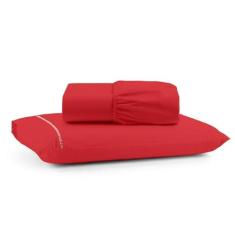 Imagem de Jogo Cama Lençol Bali Solteiro Percal 180 Fios 100% Algodão Ponto Palito 2 Peças - Vermelho