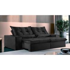 Imagem de Sofá 3 Lugares Retrátil e Reclinável Galícia Veludo com Molas Preto