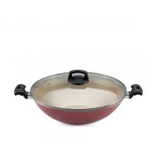 Imagem de Panela Wok antiaderente 32cm Premium Cereja c/ tampa de Vidro Panelux