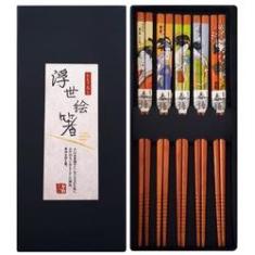 Imagem de Kit Hashi Gueixas Em Bambu Com 5 Pares Kyoto Conjunto De Palitos Japoneses Hashi Com Caixa Yoi