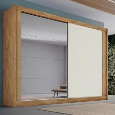 Imagem de Guarda Roupa Casal Com Espelho 2 Portas 4 Gavetas - Creta-Amêndoa/Off