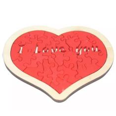 Imagem de Quebra Cabeça 3D Madeira Educativo Mente I Love You - Mega Block Toys