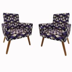 Imagem de Kit 02 Poltronas Nina Estampa Triangulo Roxo