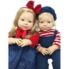 Imagem de Kit 02 Bebê Reborn Louisa e Louis Irmãos Gêmeos Loiros 50cm