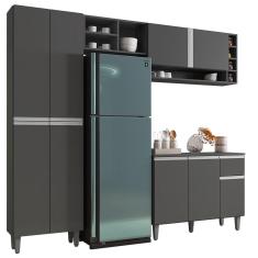 Imagem de Cozinha Completa Modulada 4 Peças Vanessa Cinza Fosco 1919 ajl Móveis