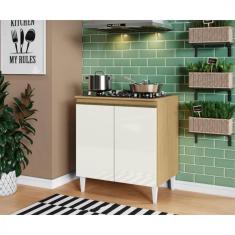 Imagem de Balcão Aramóveis Kelly Para Cooktop Com 2 Portas - Atacama com Off White