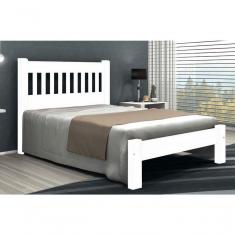 Imagem de Cama Queen Size Lisboa de Madeira Maciça Angelim Pedra Tauari Branco