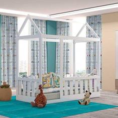 Imagem de Cama infantil montessoriano com grade branco Móveis Canaã