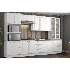 Imagem de Kit de Cozinha Modulada 8 Peças Americana (2 Armários + 2 Balcões + 2 Paneleiros + 2 Complementos) C8P01 Branco - Henn