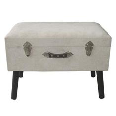 Imagem de BANQUETA BAU DE MADEIRA E TECIDO AVELUDADO CINZA