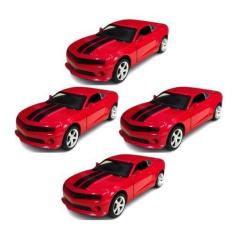 Imagem de Kit 4x Brinquedo Camaro Colecionável Vermelho - AP TOYS