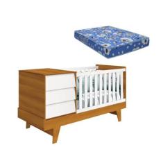 Imagem de Berço Americano Multifuncional 4 Em 1 Prince Branco Fosco/Savana Fosco Com Colchão - Reller