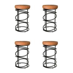 Imagem de Conjunto 04 Banquetas 62cm Londres Preto/caramelo