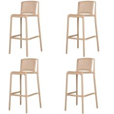 Imagem de Kit 4 Banquetas Floripa Fratini 100 Cm (altura) Em Poliuretano (pu) Cor Fendi