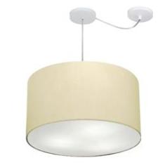 Imagem de Lustre Pendente Cilíndrico Com Desvio Md-4239 Cúpula em Tecido 45x30cm Algodão Crú - Bivolt