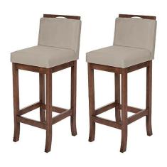 Imagem de Kit 2 Banqueta Alta em Madeira Maciça Capuccino