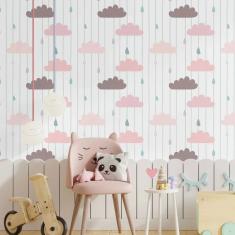 Imagem de Papel De Parede Adesivo Infantil Nuvens N014117 Rolo 0,58X3M