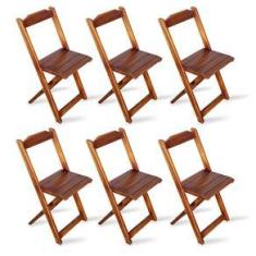 Imagem de Kit 6 Cadeiras Dobrável Madeira Padrão Imbuia - Tarimatã
