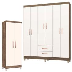 Imagem de Guarda Roupa Casal Modena E Armário Multiuso Egito Teka Champanhe - Incorplac