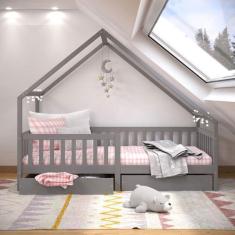 Imagem de Cama Montessoriana Madeira Maciça Casa Com Estrado Alva - Idimex