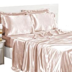 Imagem de Jogo Lençol Cama King 4 Peças Cetim Seda Sublime - Valle Enxovais