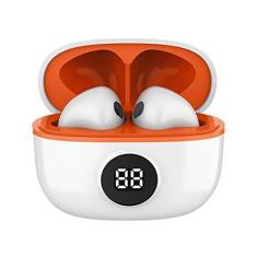 Imagem de WB Fone de ouvido Bluetooth In-ear Mini IO, Sem fio, Display Digital, Bateria 20h, IPX4, Super Bass, Compacto, Touch sensível ao toque, Conexão automática, Laranja