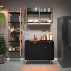 Imagem de Cozinha Industrial Compacta Set Balcão + Nicho + Estante Sem Cuba Pret