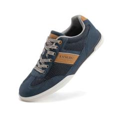 Imagem de LANGDU Tênis masculino casual, moderno, respirável, confortável, para caminhada, tamanho 38-44, Azul (dk.blue), 39