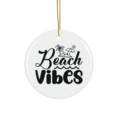 Imagem de Enfeite de praia, decorações de Natal, ornamento circular de 7,6 cm, ornamento de cerâmica